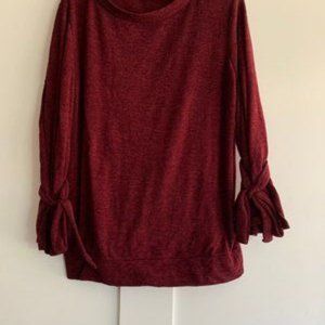 COPY - 143 Story - Maroon Bell Sleeve Tie Sweater - M